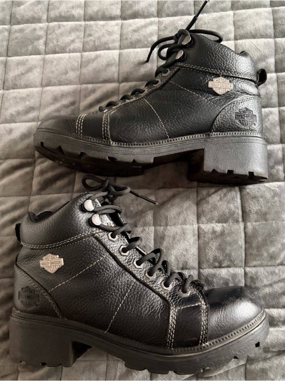 Harley Davidson Black Leather Motorcycle Riding Boots Size 8.5 Great Condition - Picture 8 of 13